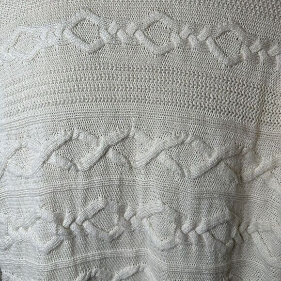 Talbots Cream Cotton Textured Cable Knit Tunic Sweater Button Sleeve Size Medium - Picture 4 of 7